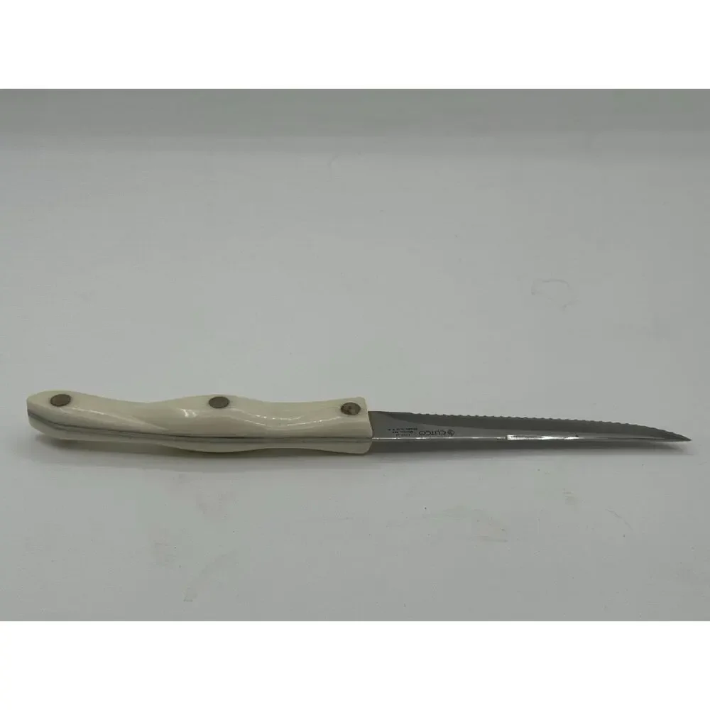 Cutco 1721 Utility Trimming White Pearl Handle Serrated Edge Knife USA